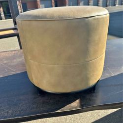 Camel Color Leather Mitchell Gold & Bob Williams Ottoman