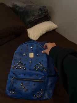 MCM Blue Studded Backpack