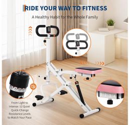 Squat Machine, Squat Assist Trainer with Adjustable 12 Level Resistance, Foldable Squat Ride Rowing Machine, Full Body Workout Gym for Glutes Legs Wor