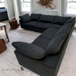 Luscious 5-Piece Down Feather Modular Sectional in Pepper, Dark Charcoal Gray *Review Ad!