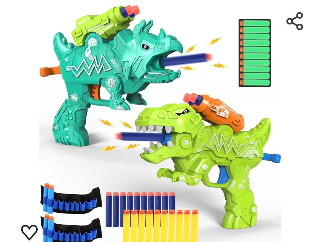 
Dinosaur Toy Guns for Toddlers Age 3-5, Small Dino Blaster Toys for Boys 3 4 5 Years Old, Easy to Shoot Foam Dart Gun Set for Kids, Cool Birthday Gif