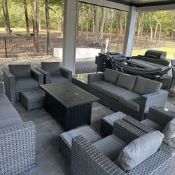 New Inbox 14-person Patio Set With Firepit(we Finance And Deliver)