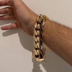 14K Yellow Gold Plated Miami Cuban Link Bracelet 24MM 8.5Inches