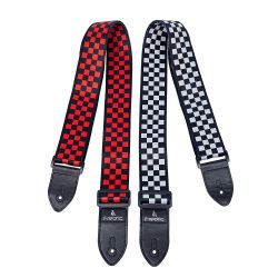Checkerboard Red/White Nylon Guitar Straps (2 Pack Bundle)
