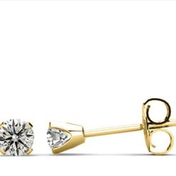WGL certified real diamonds 1/2 carat in 14 karat gold earrings new
