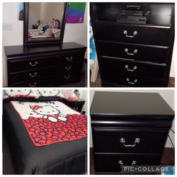 7 pc used black bedroom set