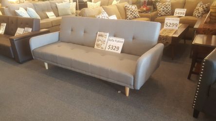Brand new gray fabric mid century sofa futon