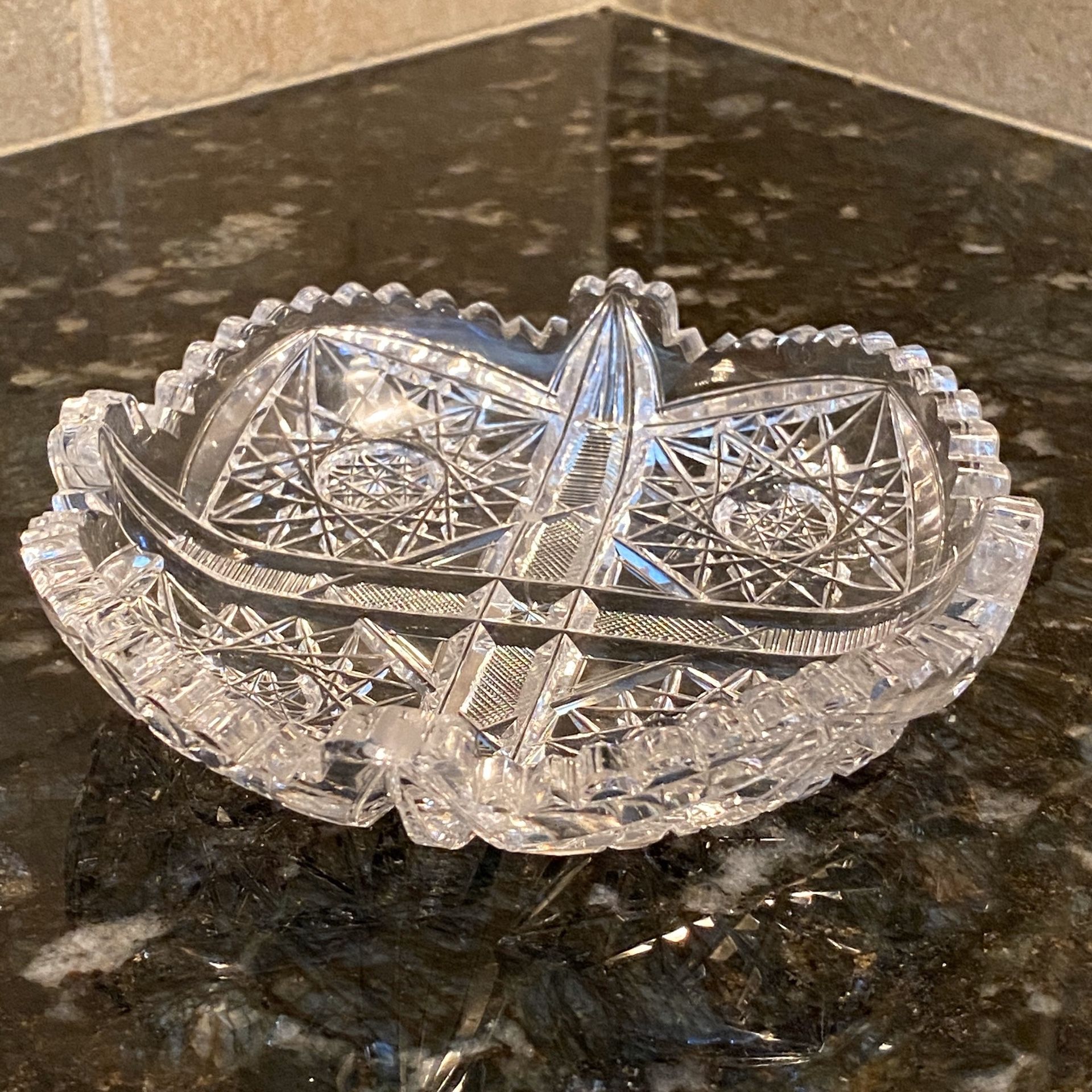 Vintage Cut Glass Ice Cream Dish (Damaged)
