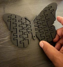 Articulated Butterfly 3D Printed | Black Flexible Fidget Toy, Nature Desk Decor
