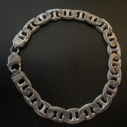 Vintage 10mm Chunky Curb-link Italian Sterling Silver Bracelet - 925 Mark