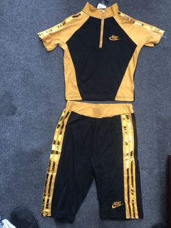 Nike women joggers shorts set black/orange