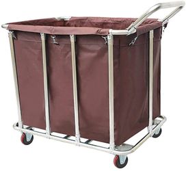 New frides 400L Heavy Duty Stainless Steel Rolling Commercial Laundry Cart with Removable Waterproof Canvas Liner - 440lbs Load Retail $179.00