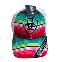 NEW Ariat Serape Trucker Hat Colorful Logo Patch Adjustable Snapback