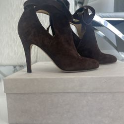 Jimmy Choo- Suede Cut Out Action Boots. Brown. Euro Size 36 US 6 