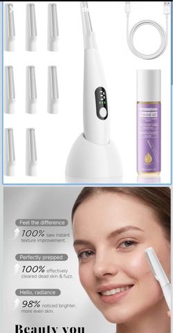 Sonic Dermaplane Razor for Women Face, Gentle Peach Fuzz Removal & Exfoliation with 3 Speeds, Rechargeable Dermaplaning Tool with 8 Blades & Facial Oi