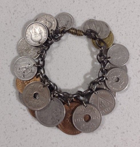 Coin Bracelet with Early 20th Century Coins (plus Silver pieces)