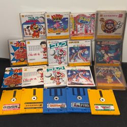 Famicom Disk System, Gamecube, Pikachu 3DS XL, Hyrule 3DS XL, PSP with games