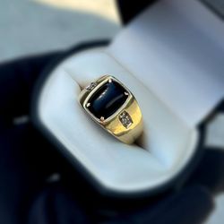 Jewelry 10k solid yellow gold onyx stone natural diamonds 2.54CTW ring size 11.50