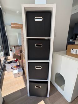 White Cube Storage Organizer w/ Black Bins
