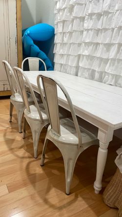 Children’s custom farm table and Restoration Hardware chairs