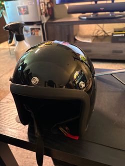 Beanie Helmets: DOT-open face helmet (glass black) size Large