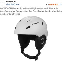 TOMSHOO Ski Helmet Snow Helmet Lightweight with Ajustable Vents Removable Goggles Liner Ear Pads, Protective Gear for Skiing Snowboarding Cycling