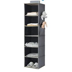 YOUDENOVA Hanging Closet Organizers and Storage, 6-Shelf Closet Hanging Storage Shelves, Grey