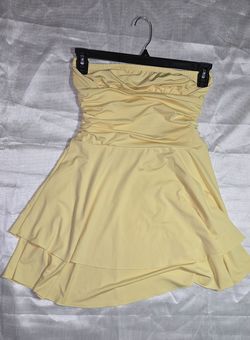 Strapless Ruched Yellow Women’s Dress