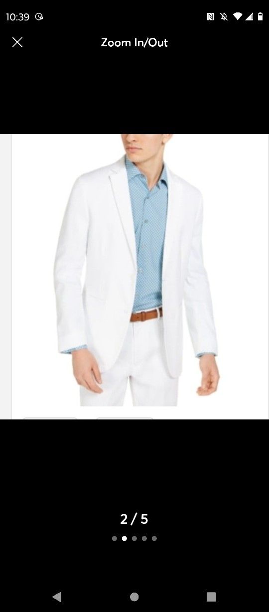 Alfani Men's Classic-Fit Stretch Linen Blend Solid Sport Coat White-Sizes M,L,XL