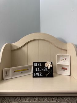 Rae Dunn Ceramic Desk Organizer Set of Two & Wooden Frame/Sign 🌸