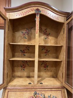 Beautiful Floral Cabinet / Secretary Desk & Bookcase