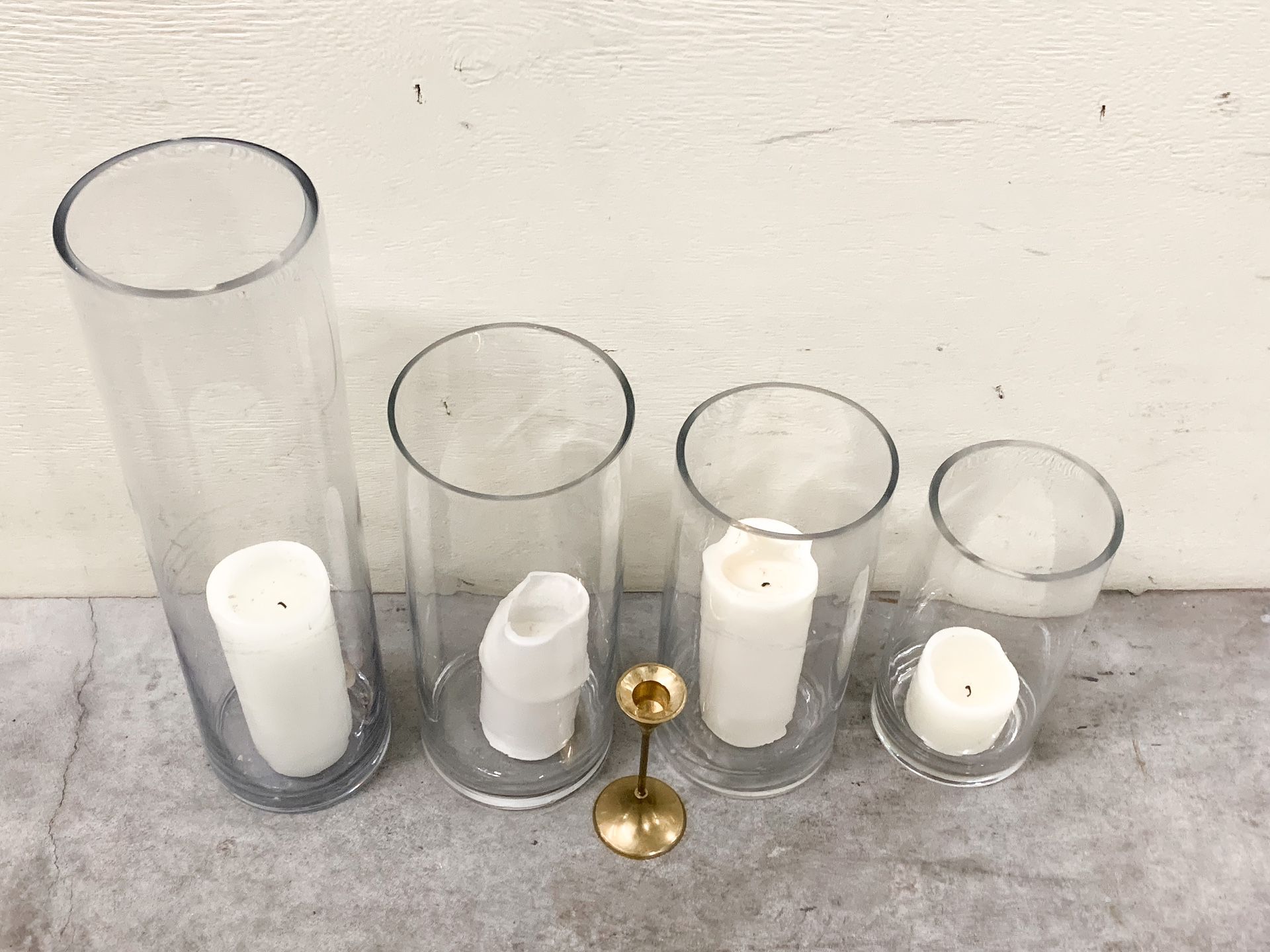 32 Large, Glass Hurricane Cylinders And 71 Large Pillar Cadles n