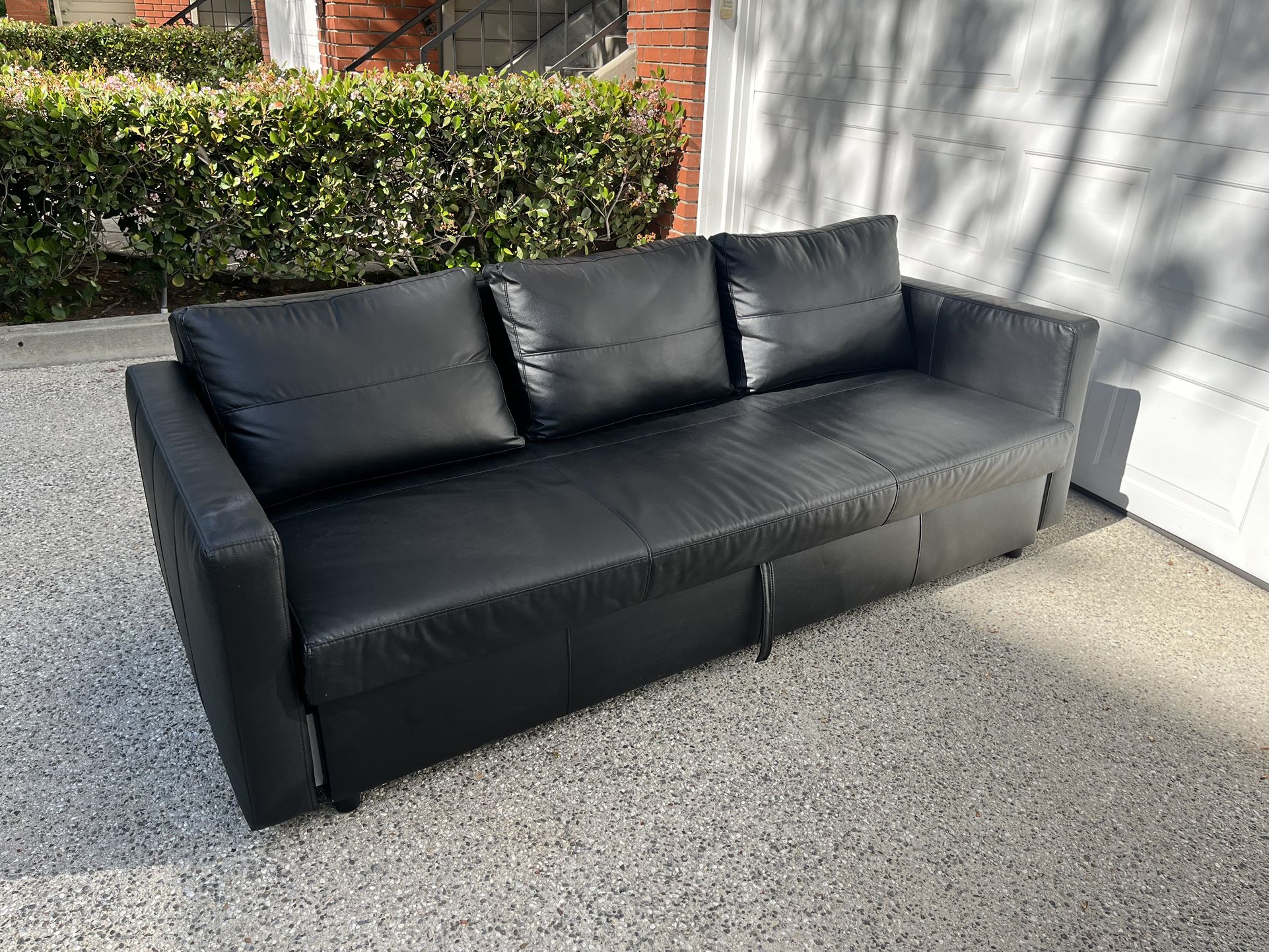 IKEA Black Faux Leather Pull Out Couch