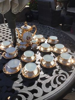 Gold Porcelain  Smaller sizeTea Set with Cups and Saucers