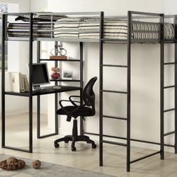 Full Bunk Bed Frame W/ Desk Brand New In Box 