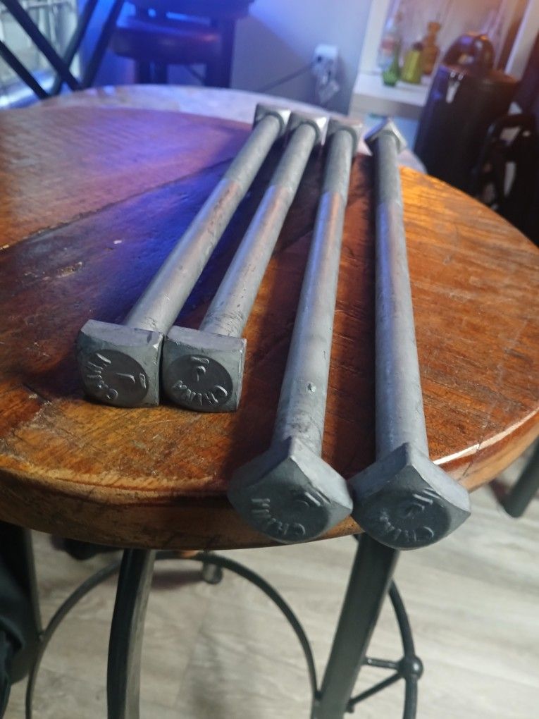 2 -14" X 1/2" Square Head Bolts and 2-12" X 1/2" Square Head Bolts With Nuts