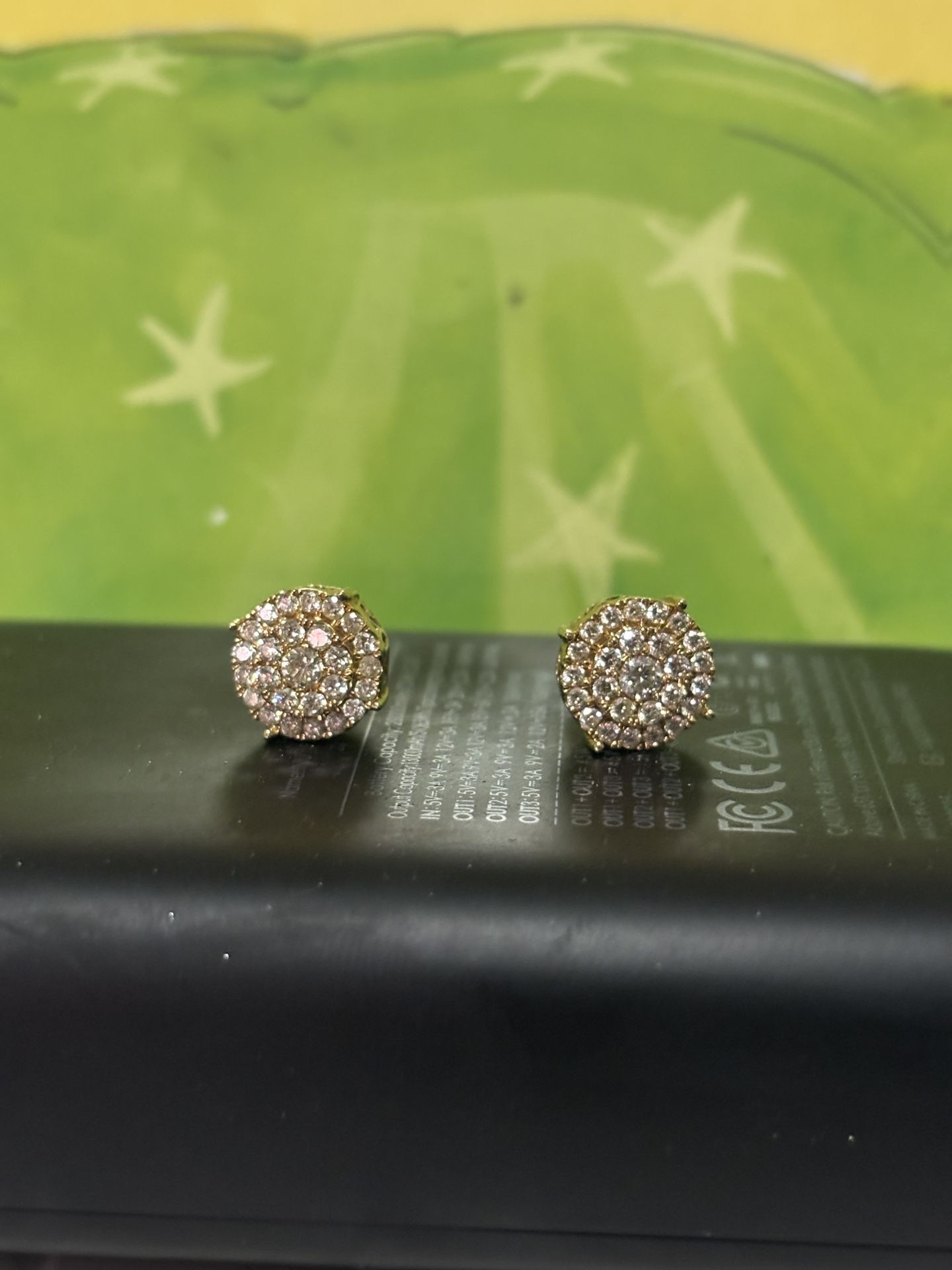 14K Yellow Gold Diamond Cluster Earrings