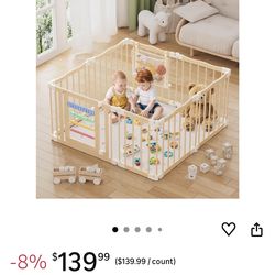 Brand new and sealed  Wooden Baby Playpen 50 × 50 Inches, Foldable Playpen Fence