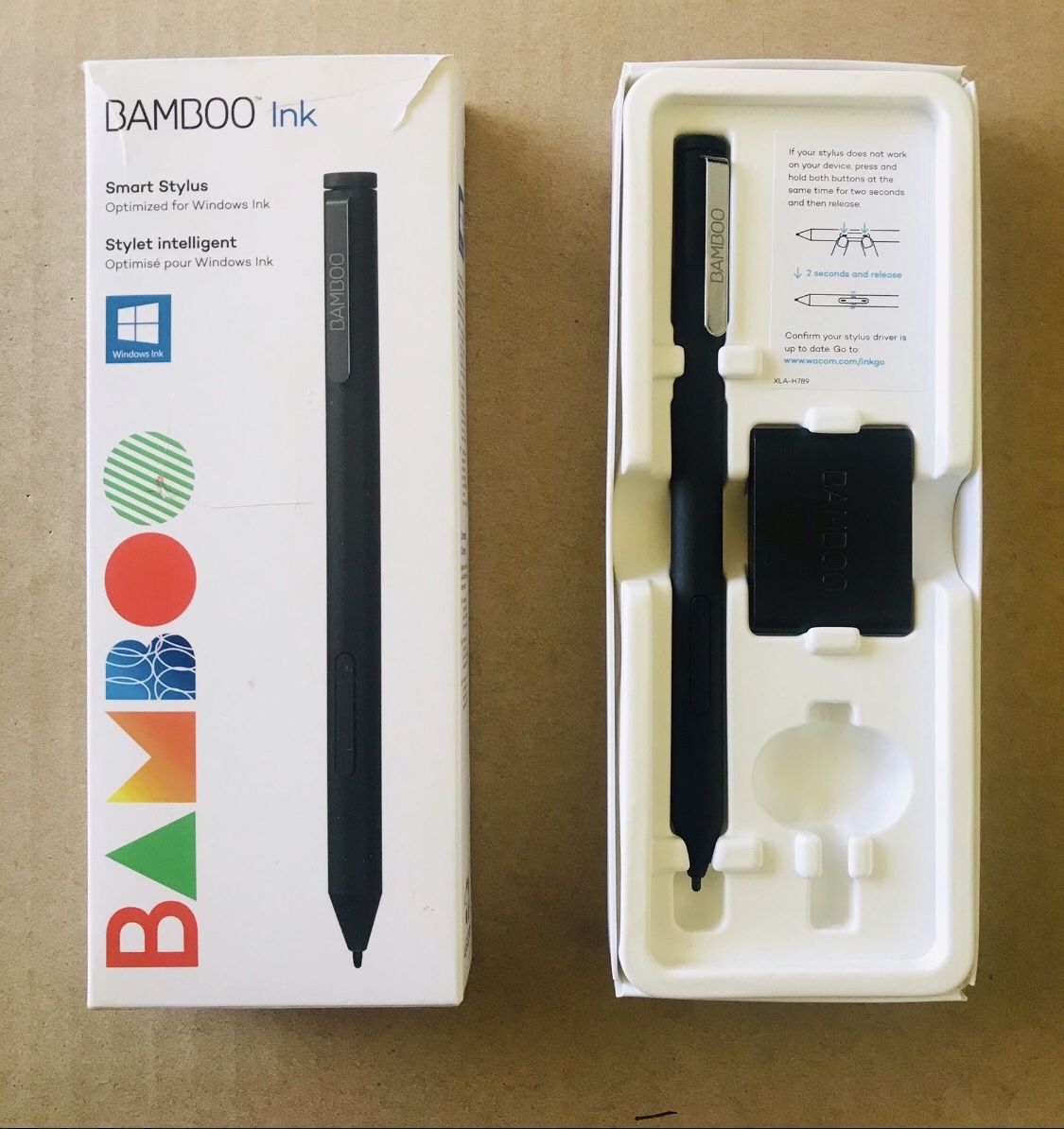 Wacom Bamboo Ink Smart Stylus Black Active Touch Pen Stylus for Windows 10 Touchscreen Input Devices Surface Pro