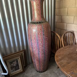 Vintage Chinese cloisonné enamel floor vase 