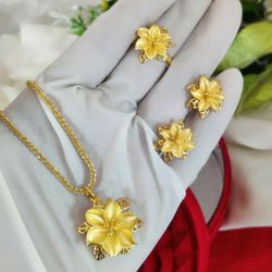 Brand New Gold Filled Ear Flower ,Locket,Finger Ring Per Set 38