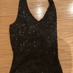 Black beaded Xs halter top