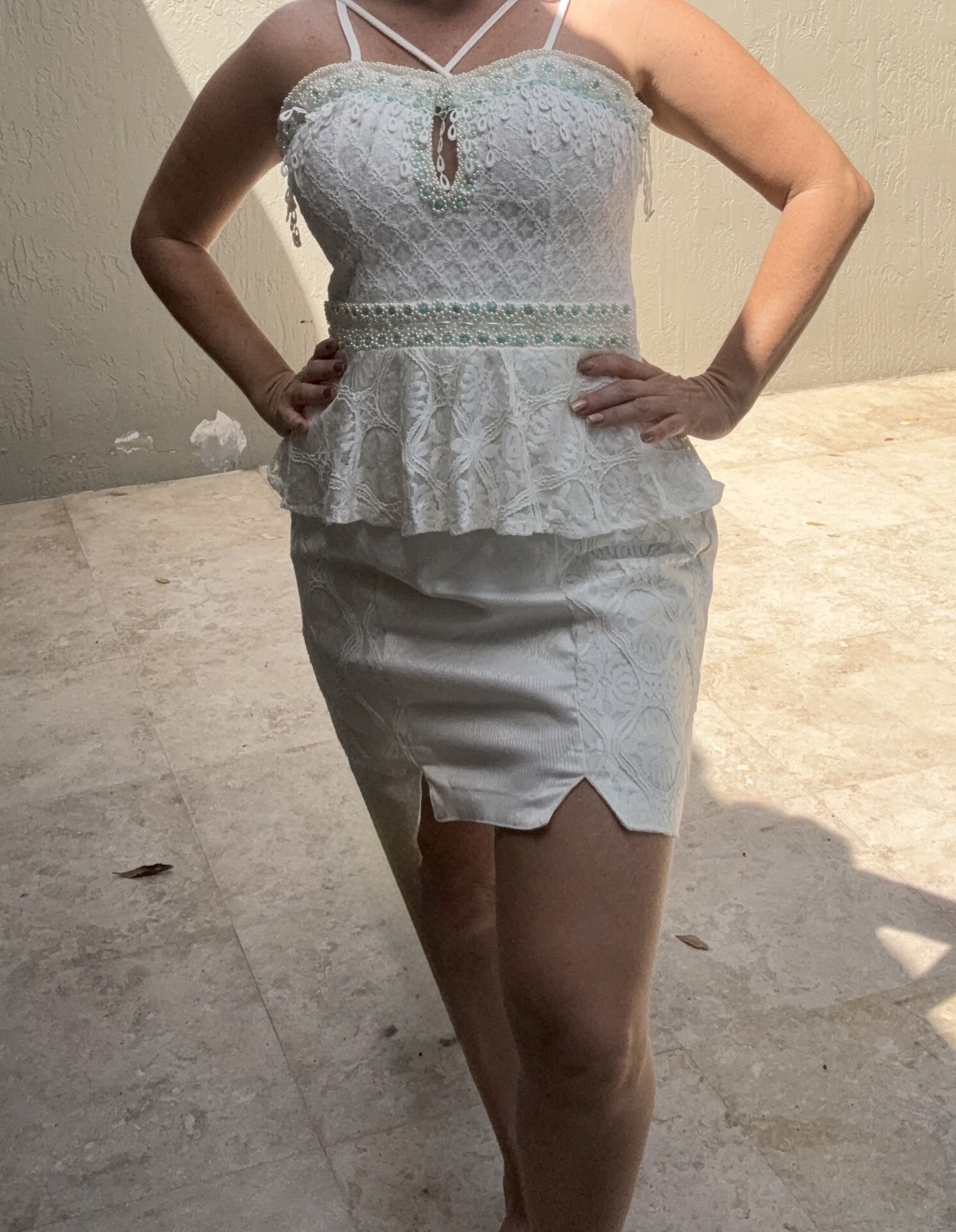 Bran New Cóctel Dress White Short Size m