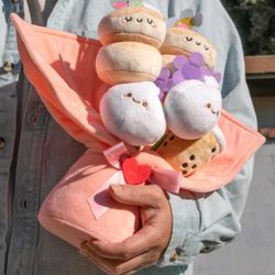 CUTE KAWAII FRIENDS BOUQUET PLUSH (Boba Pearl, Dumpling, and Soufflé Pancake)
