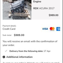 For sale - Engine For 2017 Acura RDX 