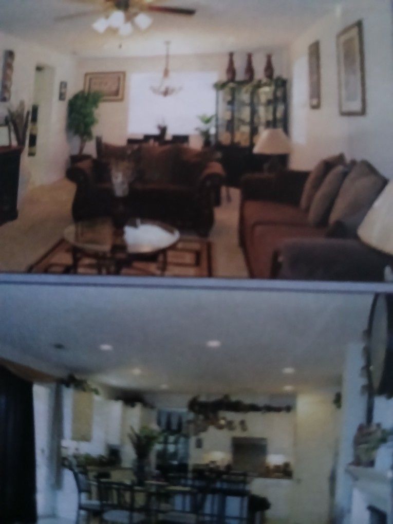 Sofa And Love Seat Brown With Pillows.