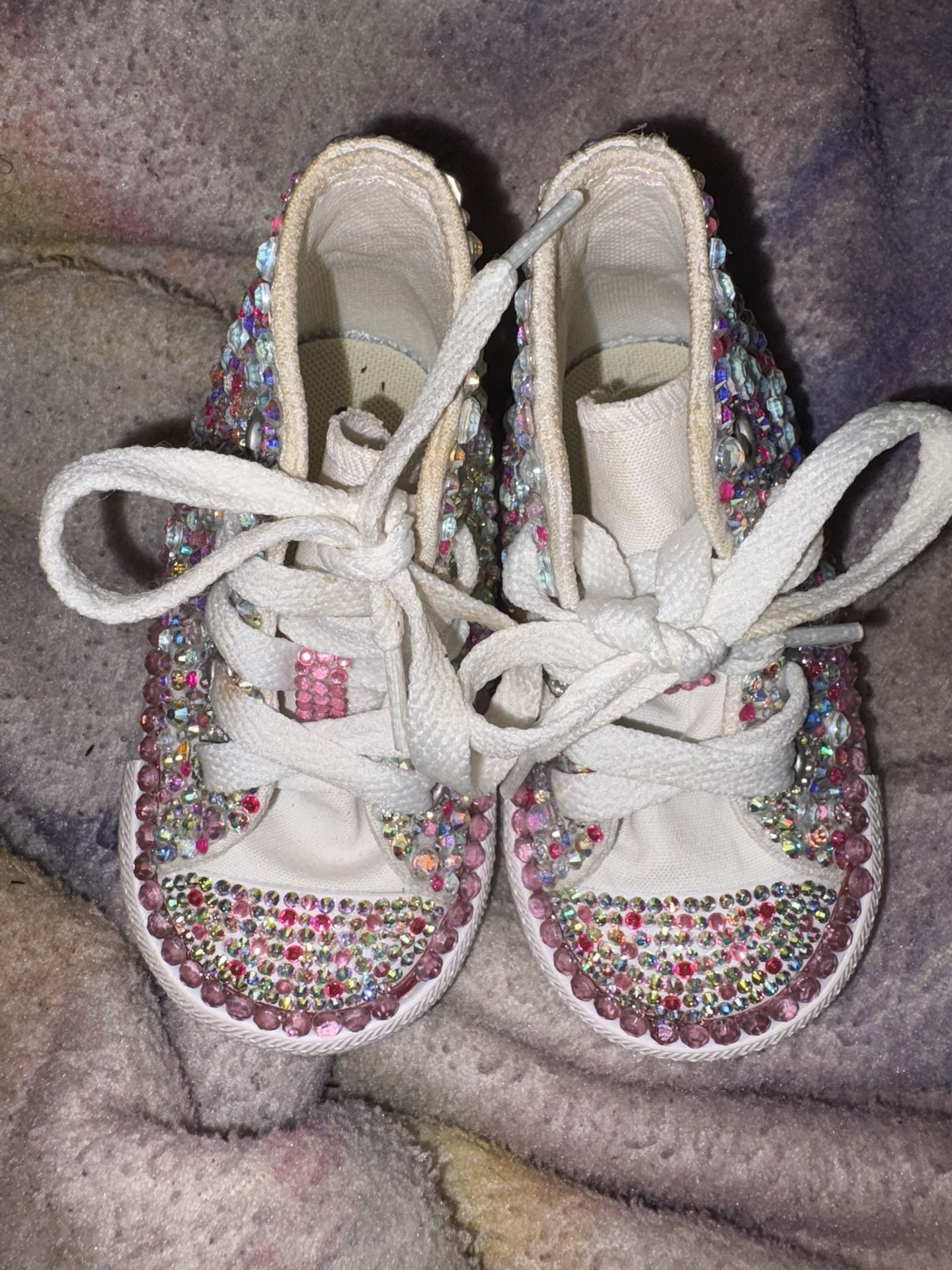 Be- Dazzled Multi-Color (Pink) Converse Trainers-Toddler Girl Size 4
