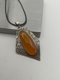 Handmade Honey Agate Pendant Necklace