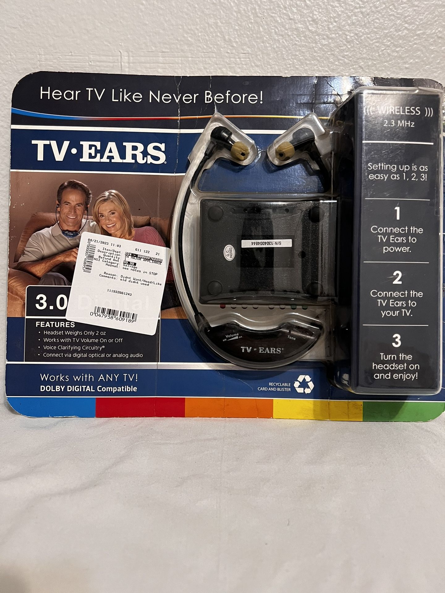 TV Ears Wireless Voice Clarifying Headset Digital Analog
