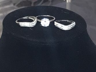 5.65ctw Sterling Silver Wedding Set